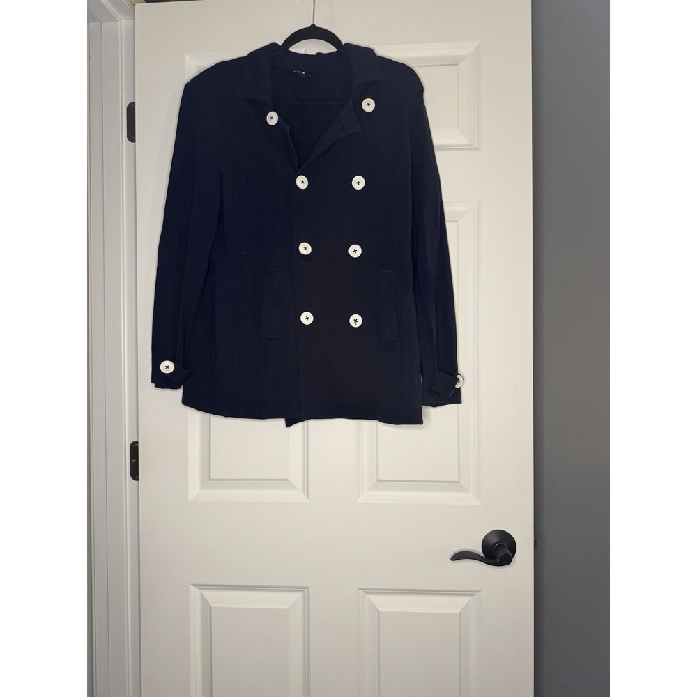 Bylyse Double Breasted Contrast Buttons Jacket Navy  Xl